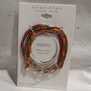 NWT Unwritten 14K Gold Flash Plated Stretch Colorful Bead Bracelet